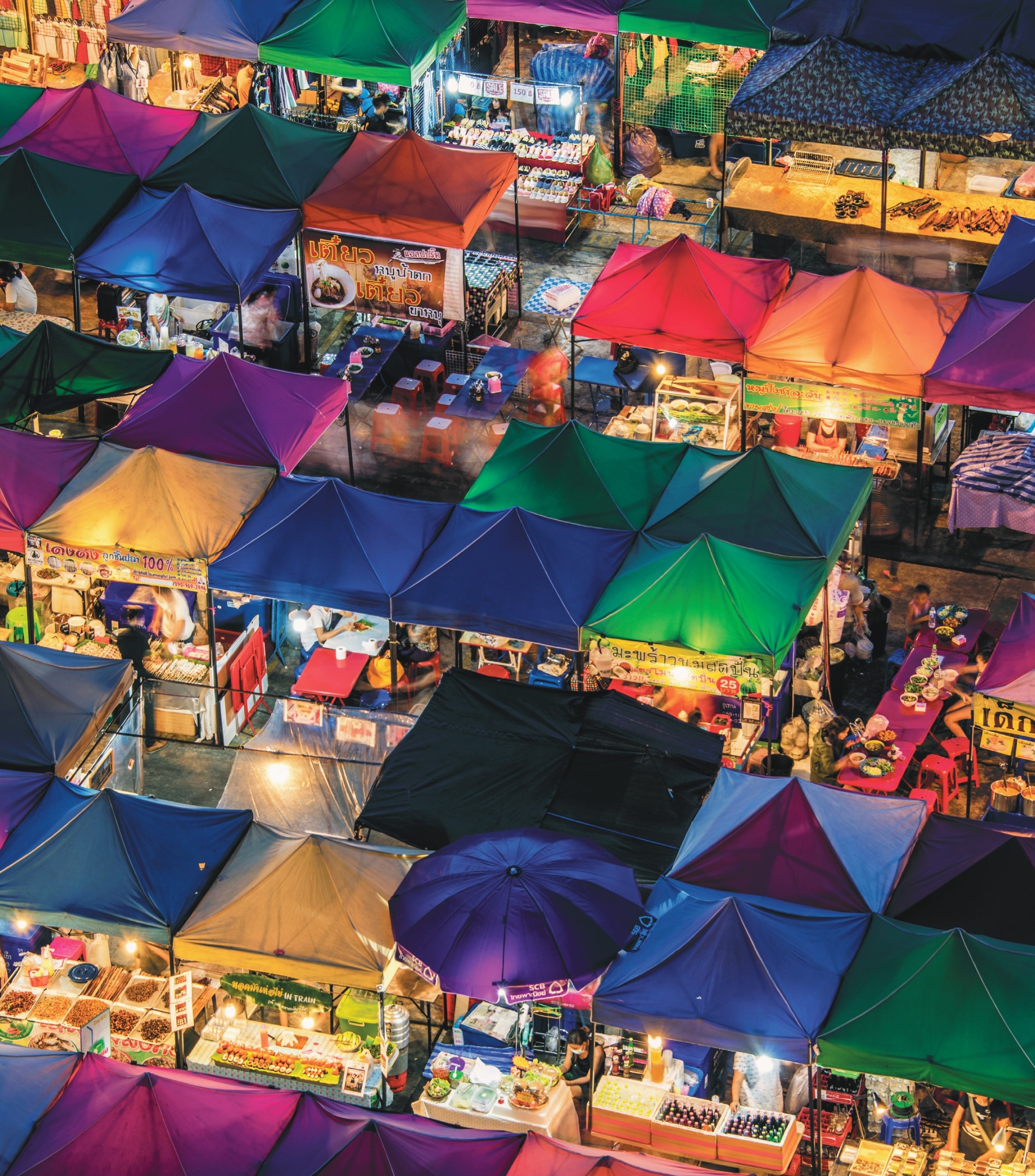 colourful-tents-food-market-thailand